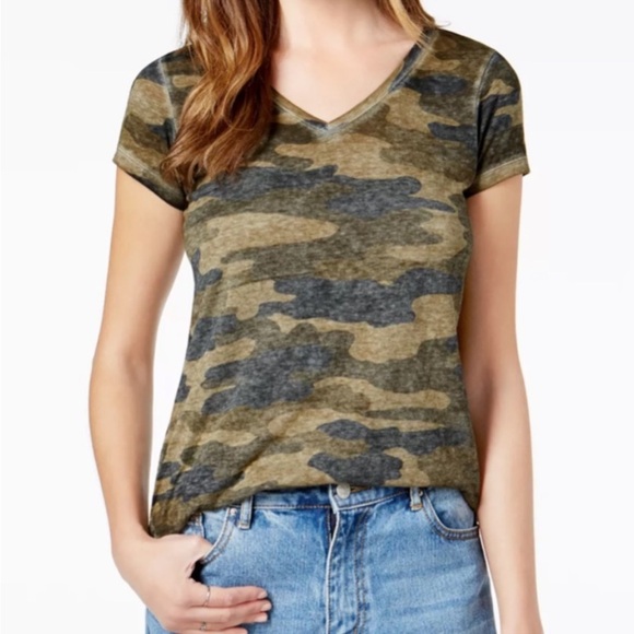 Lucky Brand Camo Burnout Short Sleeve Tee size Medium - Picture 1 of 8